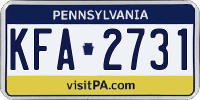 PA license plate KFA2731