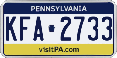 PA license plate KFA2733