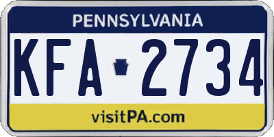 PA license plate KFA2734