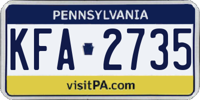 PA license plate KFA2735