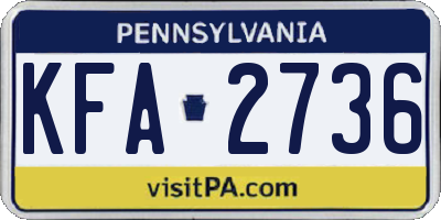 PA license plate KFA2736