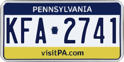 PA license plate KFA2741