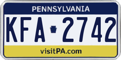 PA license plate KFA2742