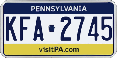 PA license plate KFA2745