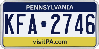 PA license plate KFA2746