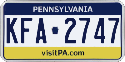 PA license plate KFA2747