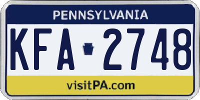 PA license plate KFA2748