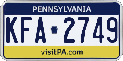 PA license plate KFA2749