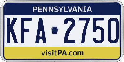 PA license plate KFA2750