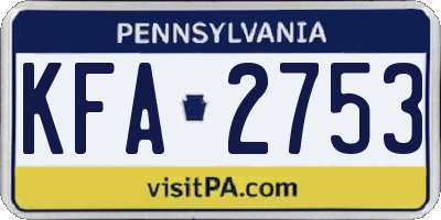 PA license plate KFA2753