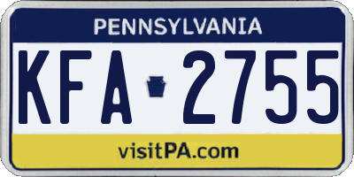 PA license plate KFA2755