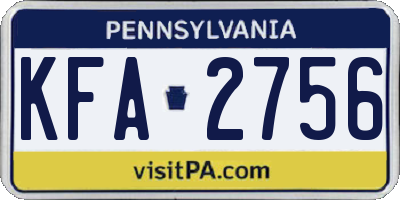PA license plate KFA2756