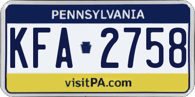 PA license plate KFA2758