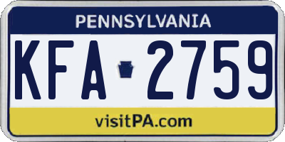 PA license plate KFA2759