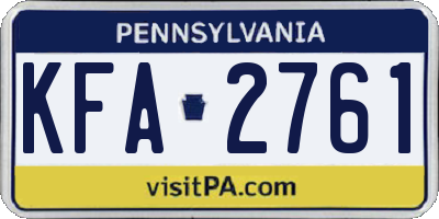 PA license plate KFA2761