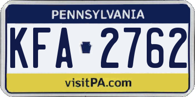 PA license plate KFA2762