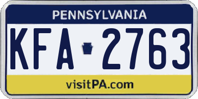PA license plate KFA2763