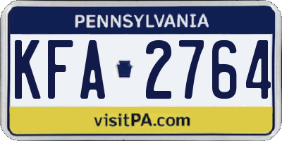 PA license plate KFA2764