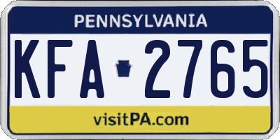 PA license plate KFA2765