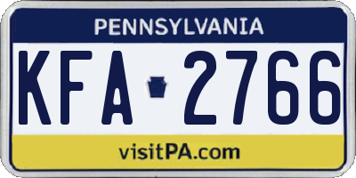 PA license plate KFA2766