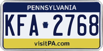 PA license plate KFA2768