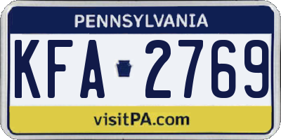 PA license plate KFA2769