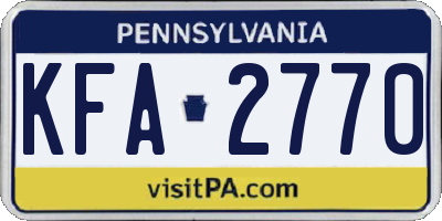 PA license plate KFA2770