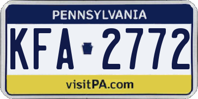PA license plate KFA2772