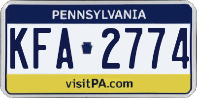 PA license plate KFA2774