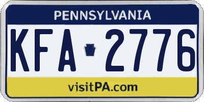 PA license plate KFA2776