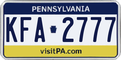 PA license plate KFA2777