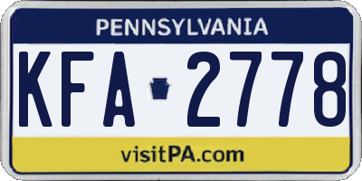 PA license plate KFA2778