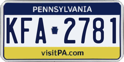 PA license plate KFA2781