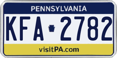 PA license plate KFA2782