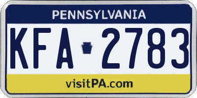 PA license plate KFA2783