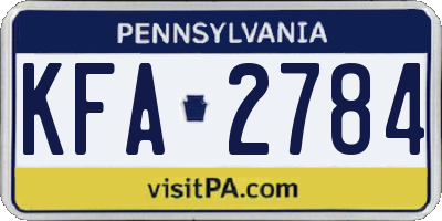 PA license plate KFA2784