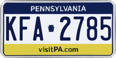 PA license plate KFA2785