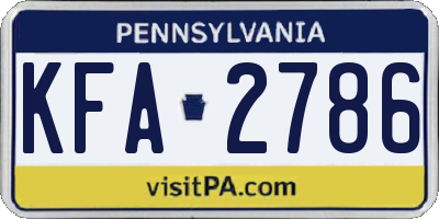 PA license plate KFA2786