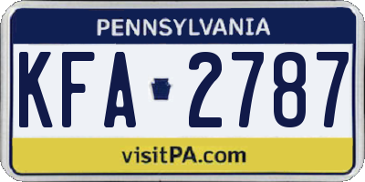 PA license plate KFA2787