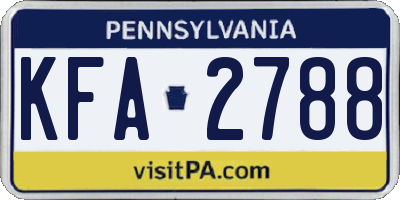 PA license plate KFA2788