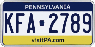 PA license plate KFA2789