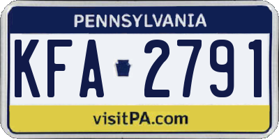 PA license plate KFA2791