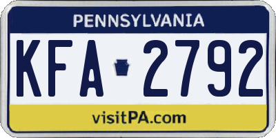 PA license plate KFA2792