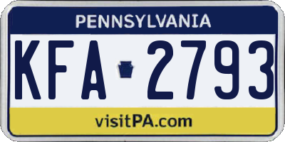 PA license plate KFA2793