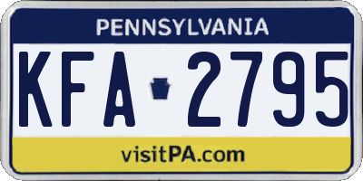 PA license plate KFA2795