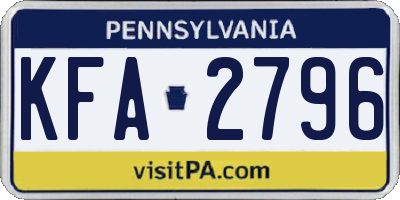 PA license plate KFA2796