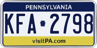 PA license plate KFA2798
