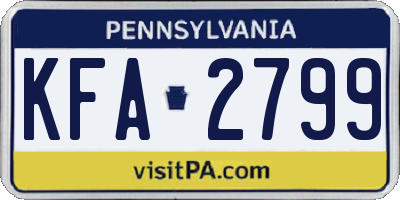 PA license plate KFA2799