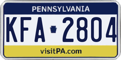 PA license plate KFA2804