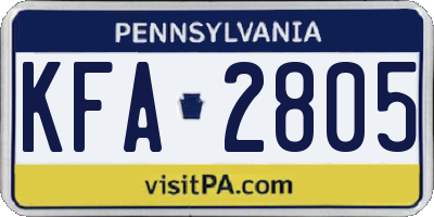 PA license plate KFA2805